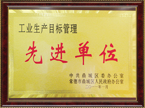 工業(yè)生產(chǎn)目標(biāo)管理先進單位