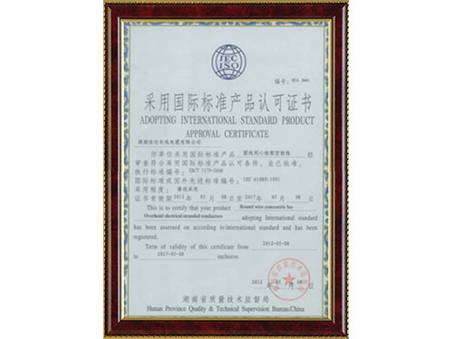 22采用國(guó)際標(biāo)準(zhǔn)產(chǎn)品認(rèn)可證書GBT1179-2008